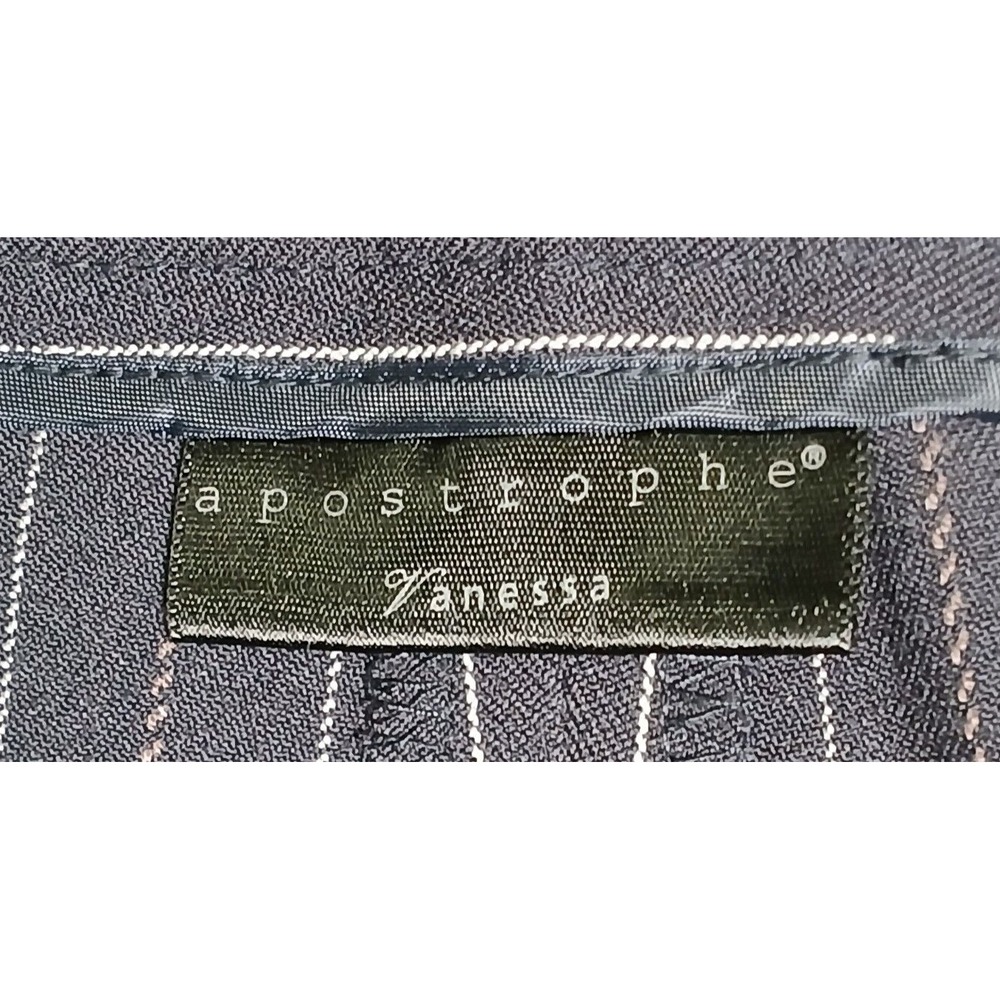 Apostrophe Womens‎ Vanessa Navy Pinstripe Wide Straight Leg Dress Pants Size 6 - Picture 9 of 14